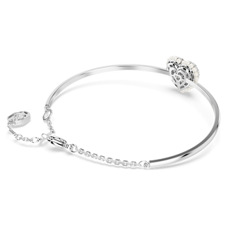 Bracciale rigido Hyperbola, Cuore, Bianco, Placcato rodio
