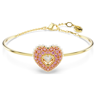 Bracciale rigido Idyllia, Cuore, Rosa, Placcato color oro