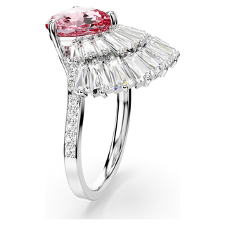 Anello cocktail Idyllia, Taglio misto, Conchiglia, Rosa, Placcato rodio