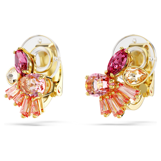 Orecchini a clip Gema, Taglio misto, Fiore, Rosa, Placcato color oro