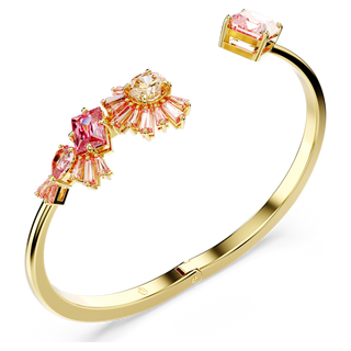 Bracciale rigido Gema, Taglio misto, Rosa, Placcato color oro