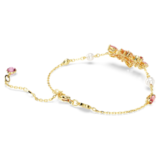 Braccialetto Gema, Crystal Pearl, Taglio misto, Fiore, Rosa, Placcato color oro