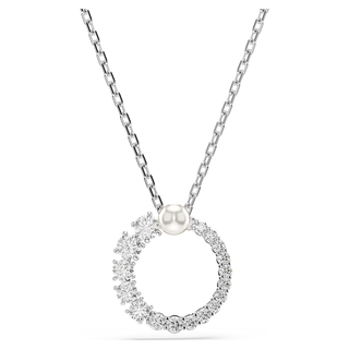 Pendente Matrix, Crystal Pearl, Taglio Round, Bianco, Placcato rodio