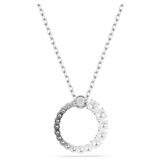 Pendente Matrix, Crystal Pearl, Taglio Round, Bianco, Placcato rodio