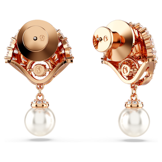 Orecchini pendenti Idyllia, Crystal Pearl, Conchiglia, Bianchi, Placcato color oro rosa