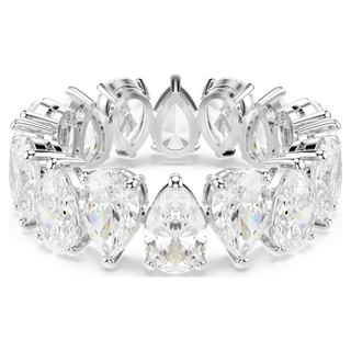 Anello Matrix Vittore, Taglio Pear, Bianco, Placcato color argento