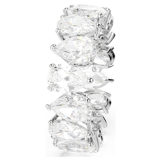 Anello Matrix Vittore, Taglio Pear, Bianco, Placcato color argento