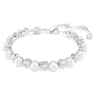 Bracciale Tennis Matrix, Crystal Pearl, Taglio Round, Bianco, Placcato rodio