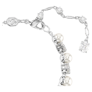 Bracciale Tennis Matrix, Crystal Pearl, Taglio Round, Bianco, Placcato rodio