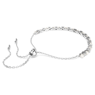 Bracciale Tennis Matrix, Crystal Pearl, Taglio Round, Bianco, Placcato rodio