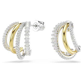 Orecchini a cerchio Hyperbola, Taglio misto, Mini, Bianchi, Mix di finiture