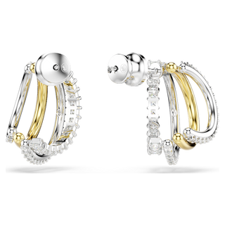 Orecchini a cerchio Hyperbola, Taglio misto, Mini, Bianchi, Mix di finiture