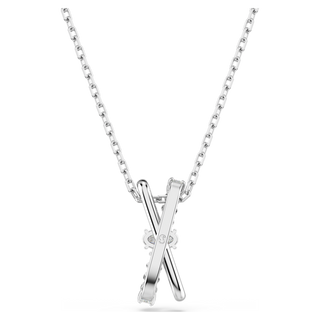 Pendente Hyperbola, Taglio misto, Twist, Bianco, Placcato rodio