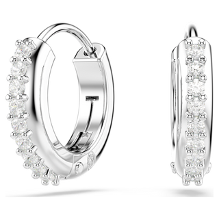Orecchini a cerchio Matrix, Taglio Round, Bianchi, Placcato rodio