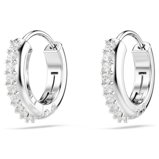 Orecchini a cerchio Matrix, Taglio Round, Bianchi, Placcato rodio