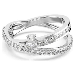 Anello Hyperbola, Taglio misto, Bianco, Placcato rodio