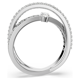 Anello Hyperbola, Taglio misto, Bianco, Placcato rodio