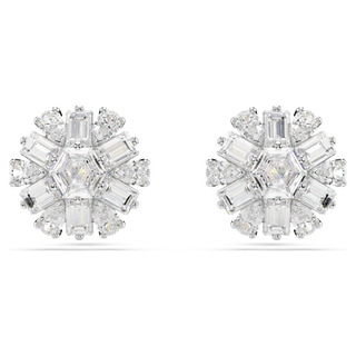 Orecchini a lobo Idyllia, Taglio misto, Fiocco Di Neve, Bianchi, Placcato rodio