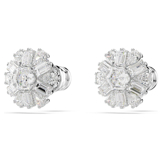 Orecchini a lobo Idyllia, Taglio misto, Fiocco Di Neve, Bianchi, Placcato rodio