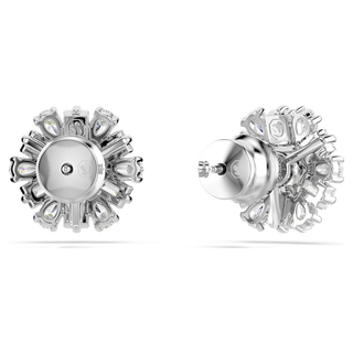 Orecchini a lobo Idyllia, Taglio misto, Fiocco Di Neve, Bianchi, Placcato rodio