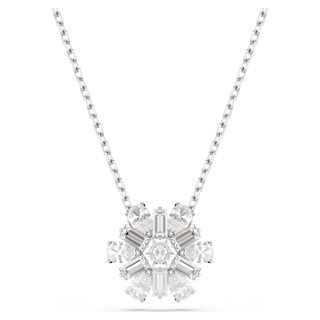 Pendente Idyllia, Taglio misto, Fiocco Di Neve, Bianco, Placcato rodio