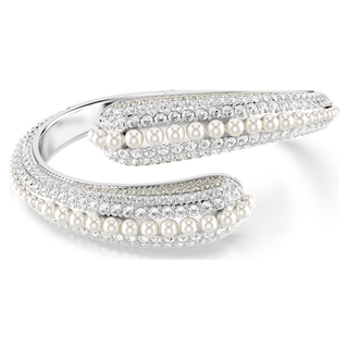Bracciale rigido Sublima, Crystal Pearl, Taglio Round, Bianco, Placcato rodio