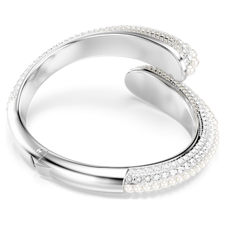 Bracciale rigido Sublima, Crystal Pearl, Taglio Round, Bianco, Placcato rodio