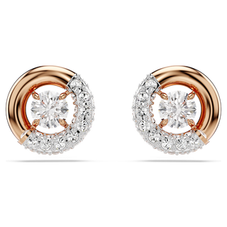 Orecchini a lobo Dextera, Taglio Round, Bianchi, Placcato color oro rosa