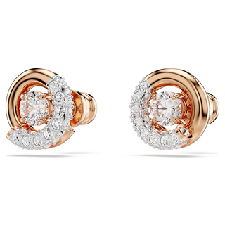 Orecchini a lobo Dextera, Taglio Round, Bianchi, Placcato color oro rosa