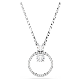 Pendente Constella, Pavé, Taglio Round, Bianco, Placcato rodio