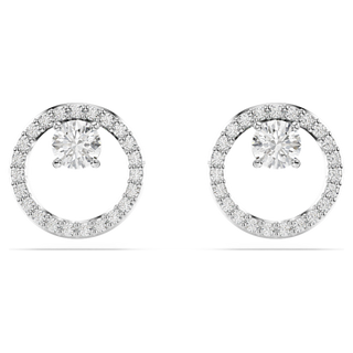 Orecchini a lobo Constella, Taglio Round, Bianchi, Placcato rodio