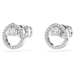 Orecchini a lobo Constella, Taglio Round, Bianchi, Placcato rodio