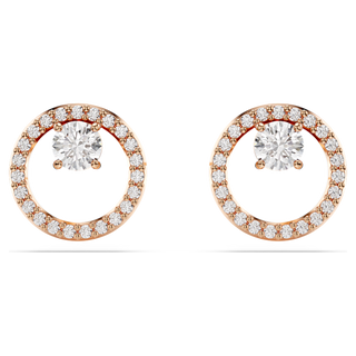 Orecchini a lobo Constella, Taglio Round, Bianchi, Placcato color oro rosa