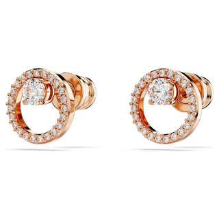 Orecchini a lobo Constella, Taglio Round, Bianchi, Placcato color oro rosa