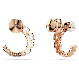 Orecchini a cerchio Matrix, Crystal Pearl, Taglio Round, Bianchi, Placcato color oro rosa