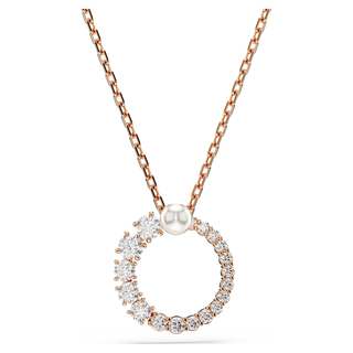 Pendente Matrix, Crystal Pearl, Taglio Round, Bianco, Placcato color oro rosa