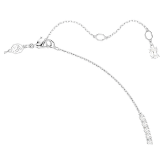 Collana a Y Matrix, Crystal Pearl, Taglio Round, Bianco, Placcato rodio