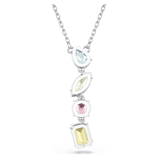 Pendente a Y Gema, Taglio misto, Multicolore, Placcato rodio