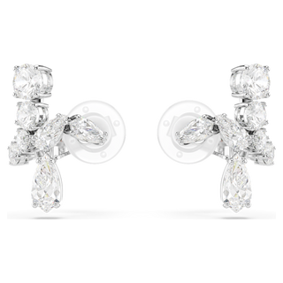 Orecchini a clip Matrix, Taglio misto, Bianchi, Placcato rodio