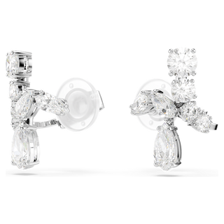 Orecchini a clip Matrix, Taglio misto, Bianchi, Placcato rodio