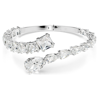 Bracciale rigido Matrix, Taglio misto, Bianco, Placcato rodio