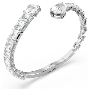 Bracciale rigido Matrix, Taglio misto, Bianco, Placcato rodio