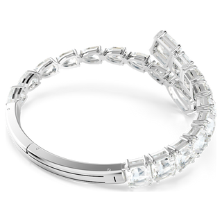 Bracciale rigido Matrix, Taglio misto, Bianco, Placcato rodio
