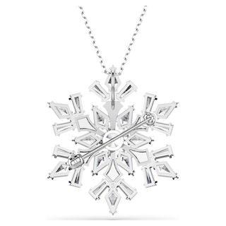 Pendente e spilla Idyllia, Taglio misto, Fiocco Di Neve, Bianchi, Placcato rodio