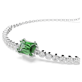 Braccialetto Matrix Tennis, Taglio misto, Verde, Placcato rodio