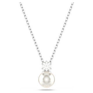 Pendente Matrix, Crystal Pearl, Taglio Round, Bianco, Placcato rodio