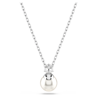 Pendente Matrix, Crystal Pearl, Taglio Round, Bianco, Placcato rodio