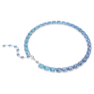 Collana Millenia, Taglio Octagon, Sfumatura di colore, Blu, Placcato rodio