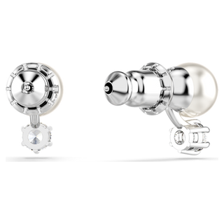 Orecchini a lobo Matrix, Crystal Pearl, Taglio Round, Bianchi, Placcato rodio