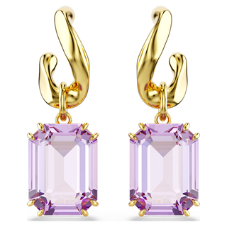 Orecchini pendenti Millenia, Taglio ottagonale, Viola, Placcato color oro
